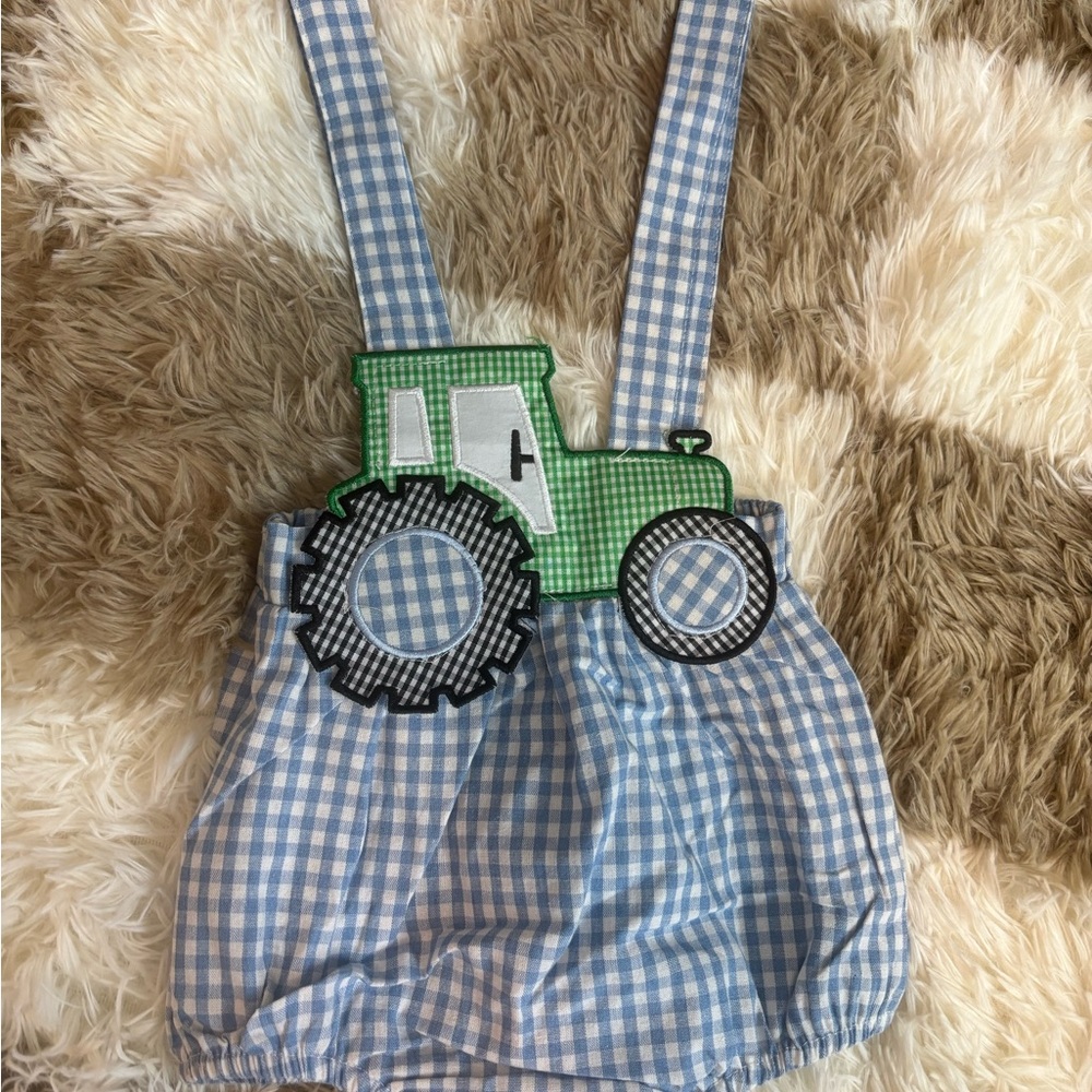 Blue and Green Tractor Kids Romper